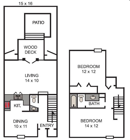 2BR/1.5BA - Chapel Hill Apartments