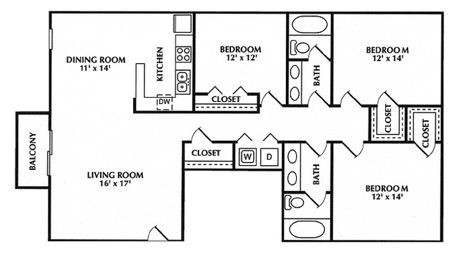 3BR/2BA - River Mill Apartments