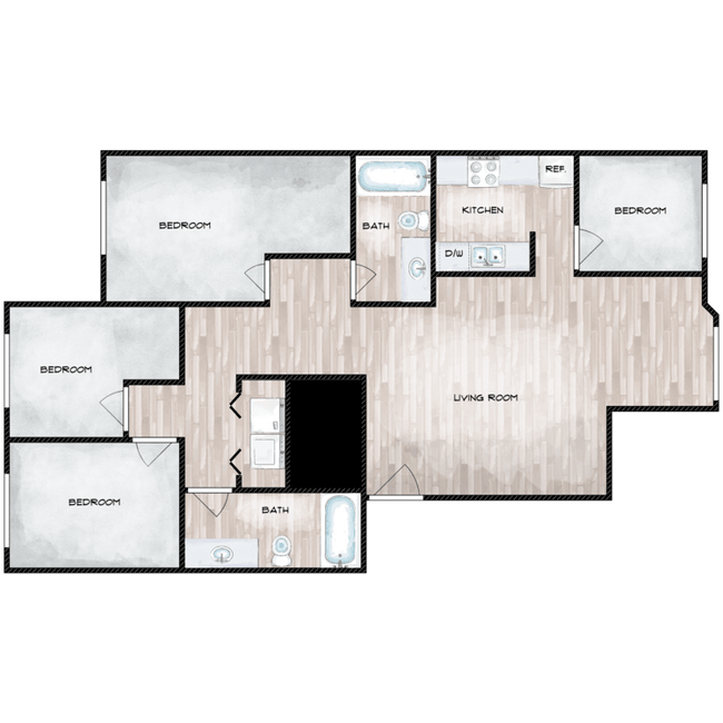 4x2_1072SqFt_425774.png - Park Place Apartments