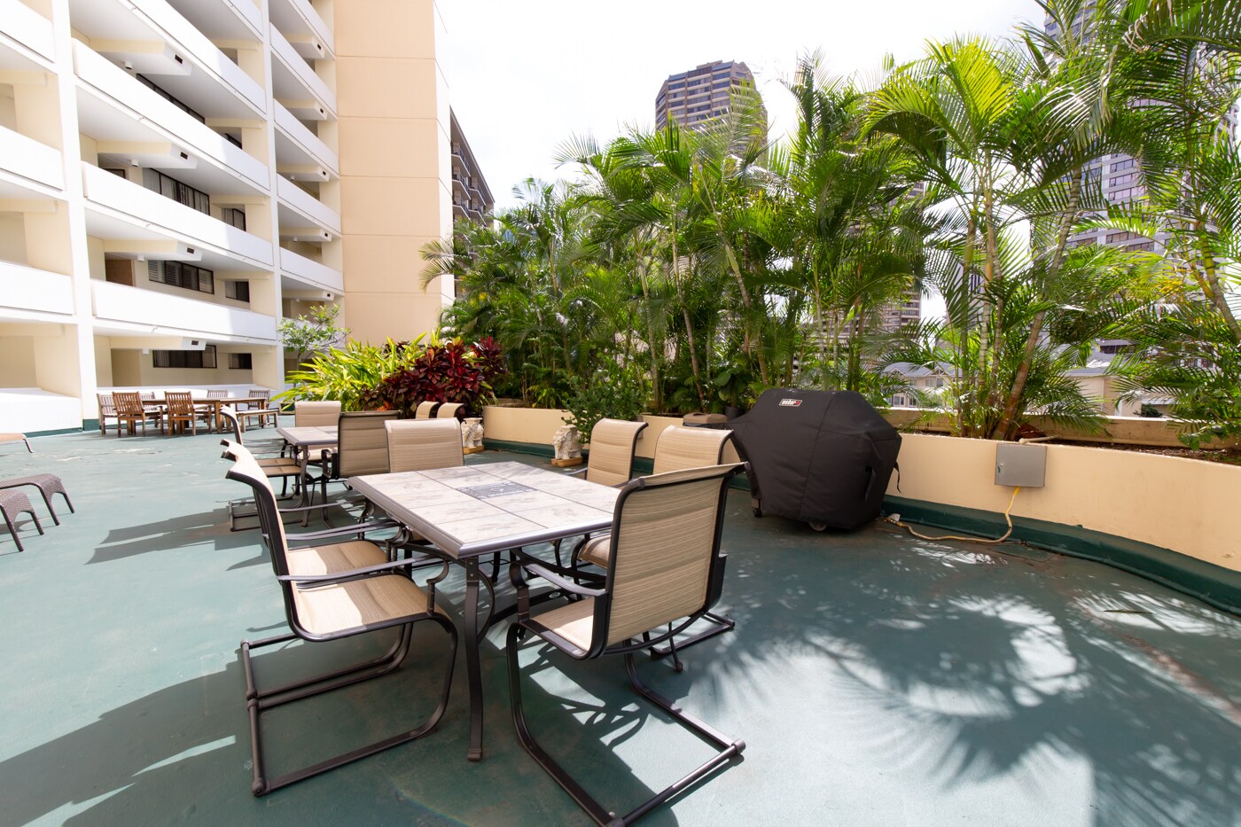 BBQ on 5th floor with tables - 1860 Ala Moana Blvd