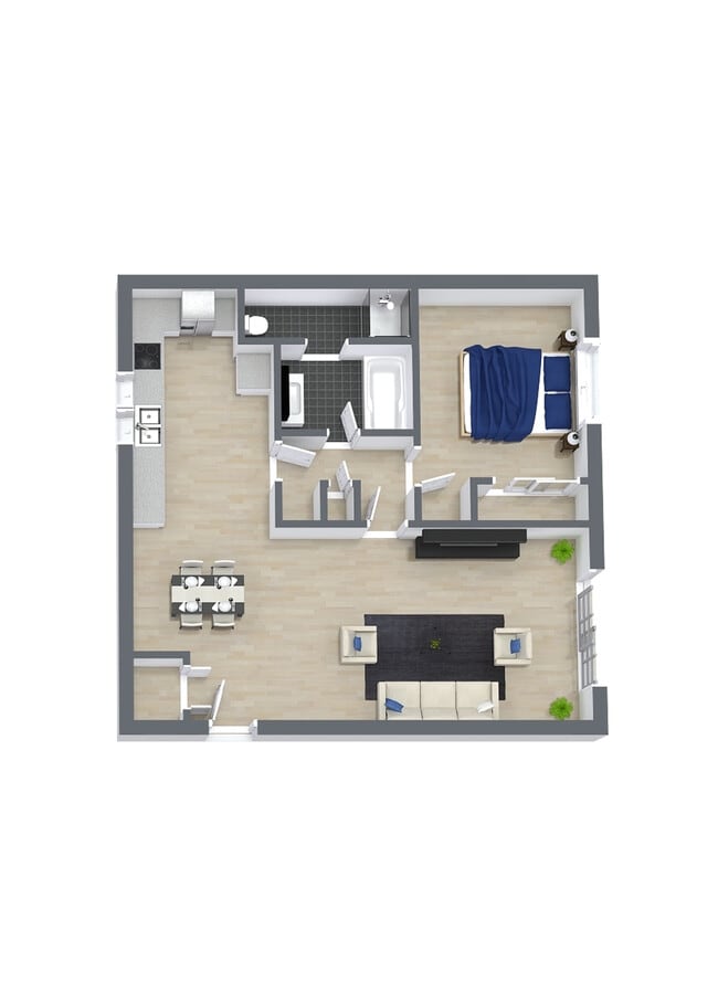 One Bedroom Floor Plan - Palm View Village (Furnished Units Available)