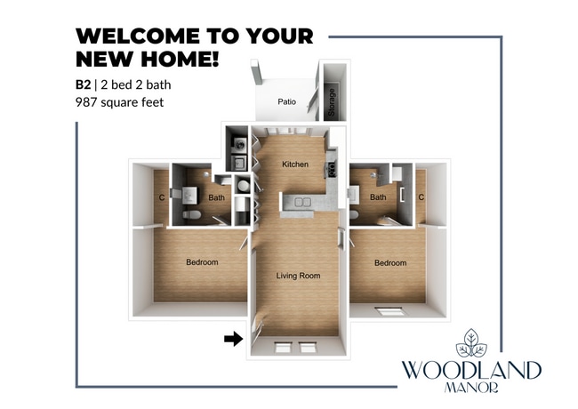 B2 Floor Plan - Woodland Manor
