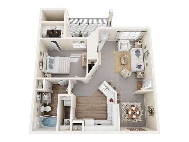 Bosch Floor Plan | 1 Bedroom with 1 Bath | 750 Square Feet | Stonebriar of Frisco | Apartment Homes - Stonebriar of Frisco