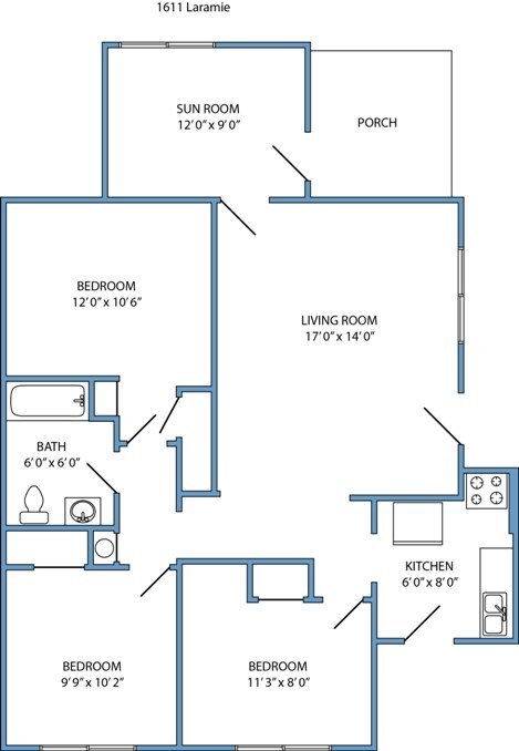 3-bed, 1-bath with balcony - Tattarax - 1611 Laramie Street