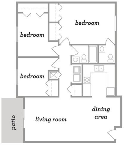 3BR/1.5BA - Bloomfield Apartments