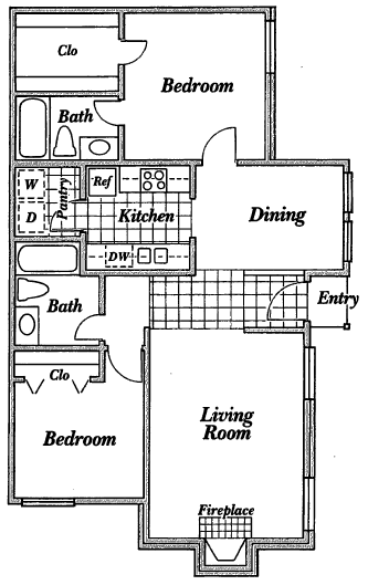 Plan B 2 bedroom - Evergreen Townhomes