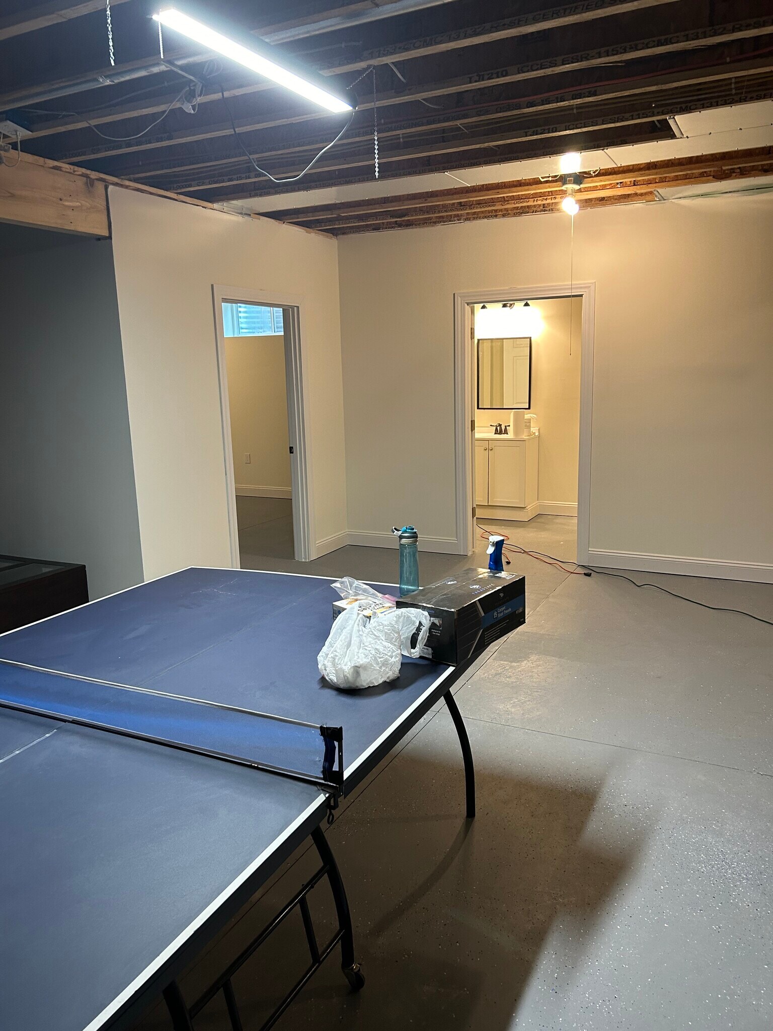 Semi - finished basement with bedroom, full bath, ping-pong table - 5837 Rockhill Rd