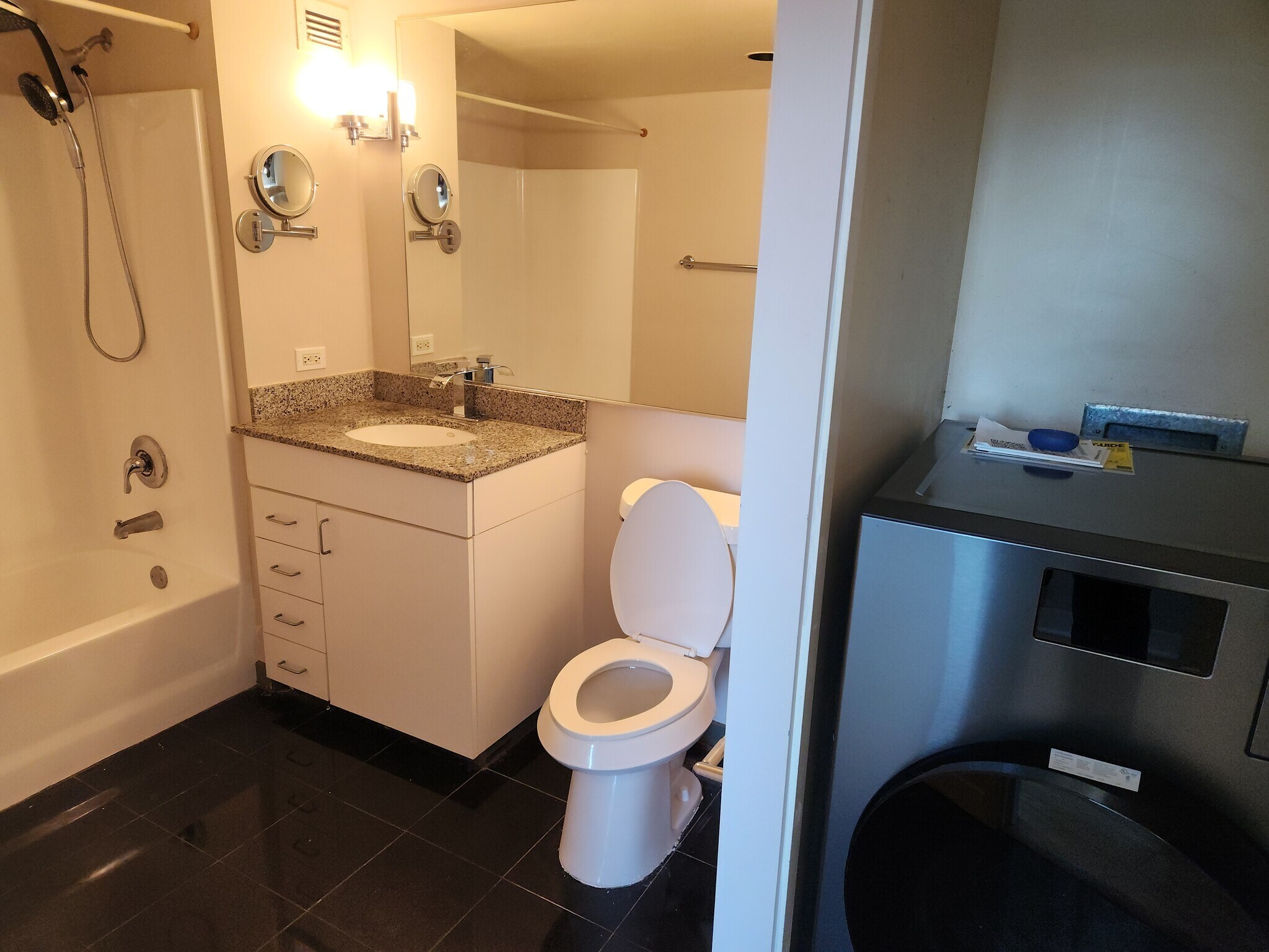 Bathroom with new smart washer/dryer combo - 425 W Beech St