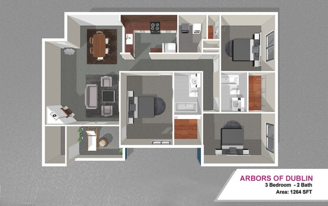 3 Bed - 2 Bath (The Fir) - Arbors of Dublin