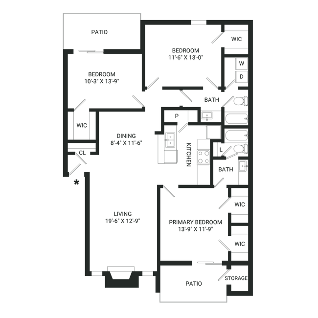 Floorplan - The Oakley Apartment Homes