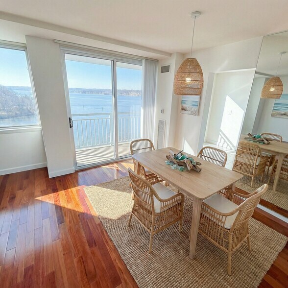 Dining Room with Water View - 501 Slaters Ln