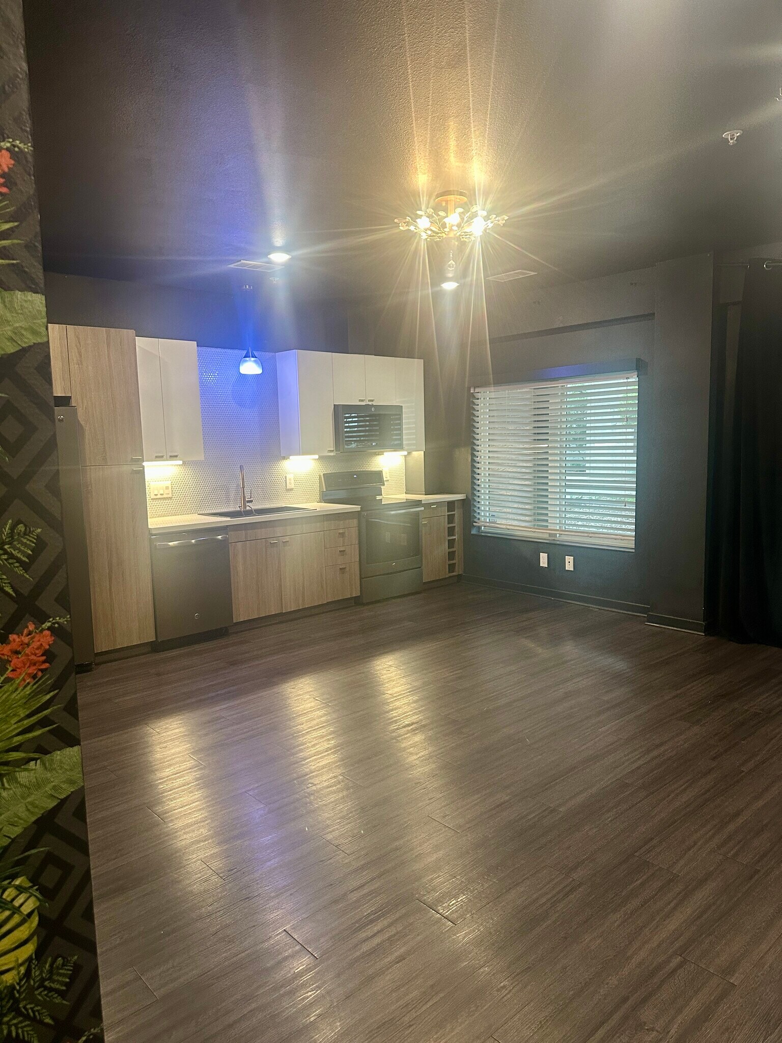 Full kitchen with recent dishwasher and microwave - 4361 S Congress Ave