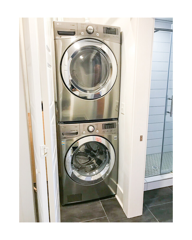 Brand new LG washer and dryer laundry nook off bathroom. - 18 W State St