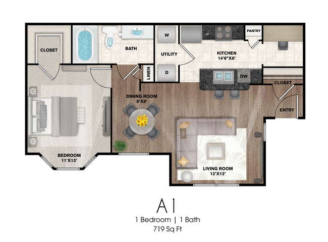 A1-719Sf.png - Flats on Chapel Apartments