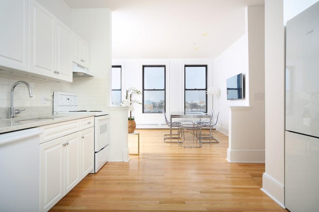 Living room and modern kitchen - 483 Beacon St