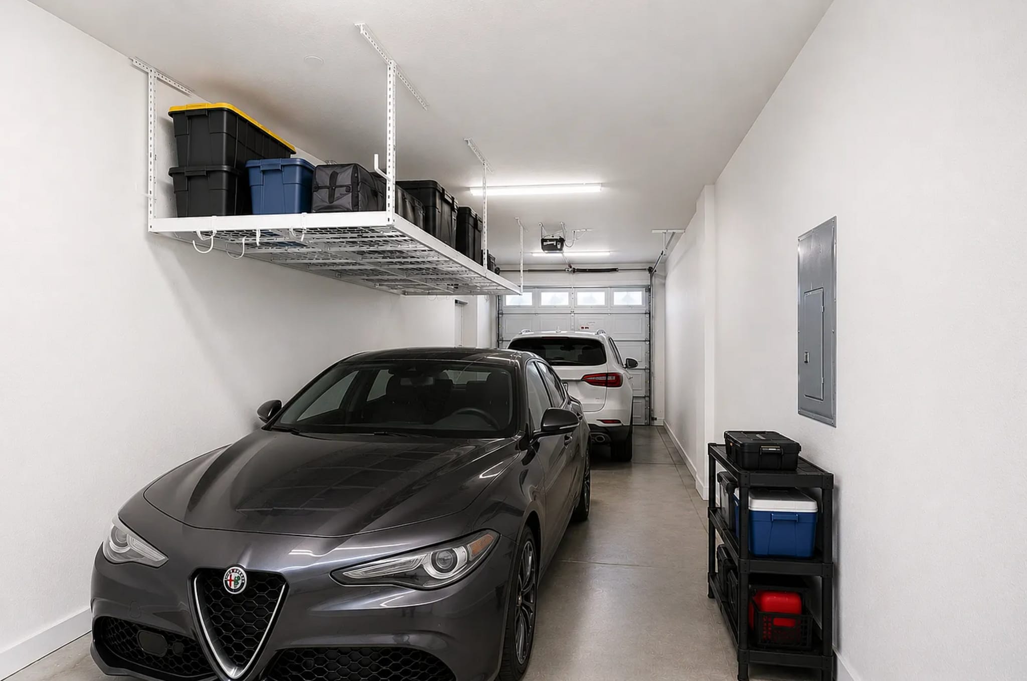 2-Car Tandem Garage with Overhead Storage Space, staged - 300 N Gila Springs Blvd