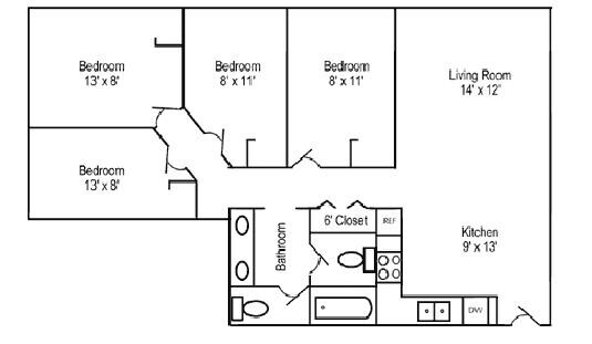4 Bedroom Floor Plan - North Campus