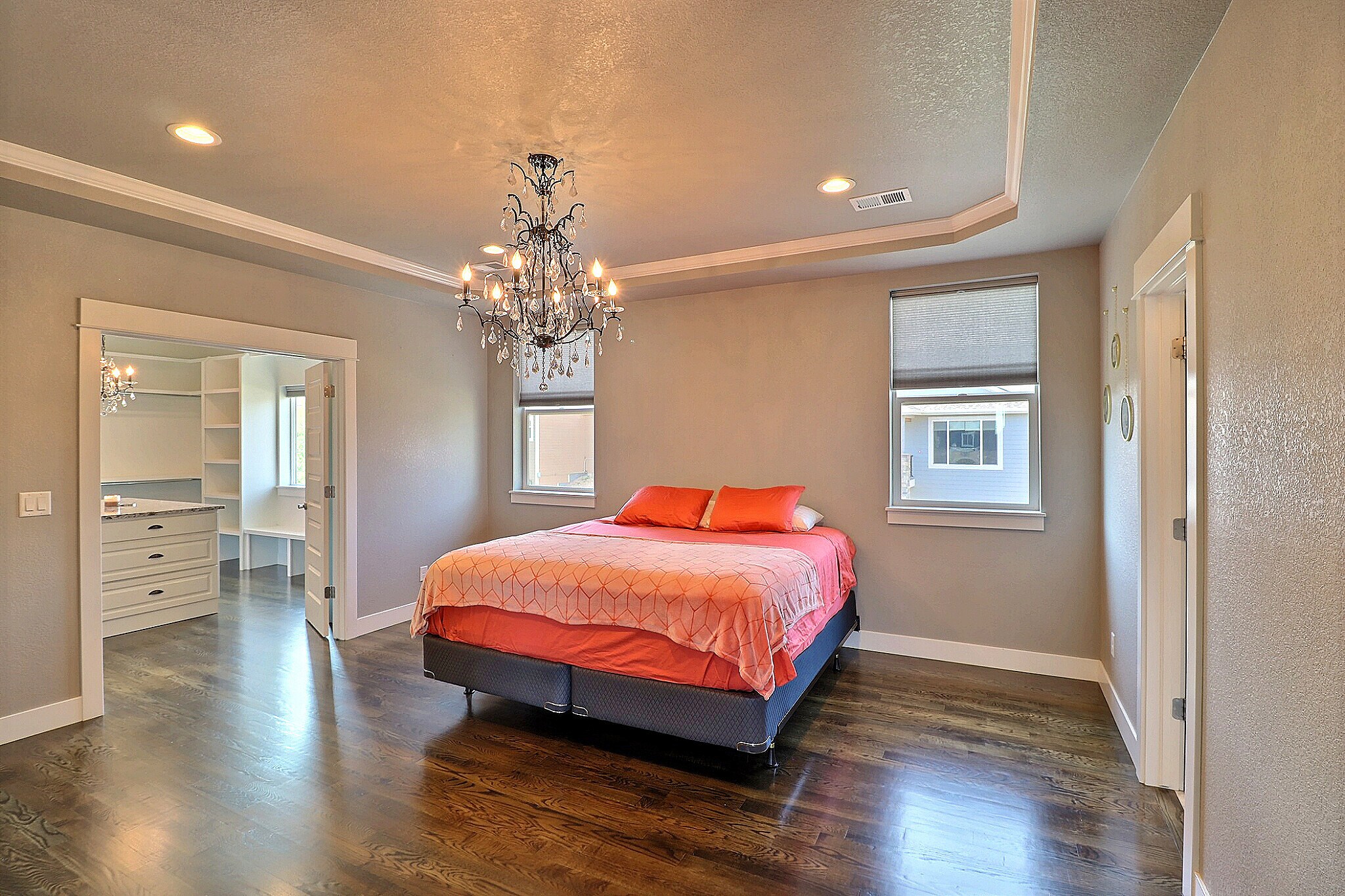 Master Bedroom with Chandelier and Coffered Ceilings - 9004 19th St