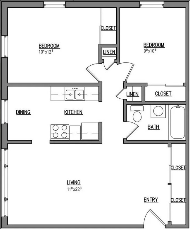 2BR Floor Plan - West 7th Apartments