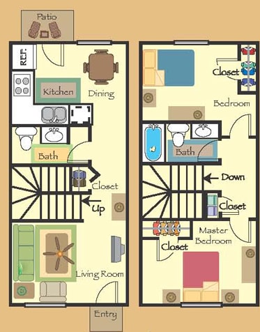 Hawthorne 2x1.5 820 sqft - Brookhaven Townhomes