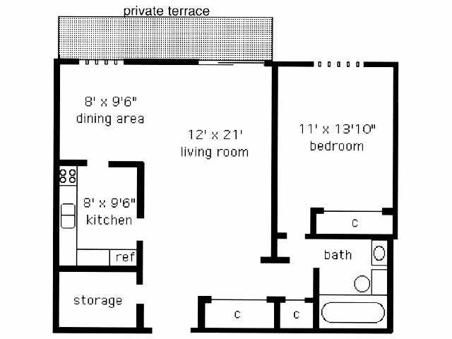 terrace one bedroom - Clayton Arms Apartments