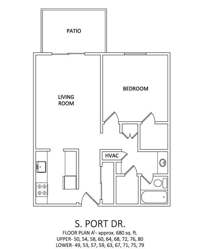1x1 680 sq ft - A - Rosemont Terrace