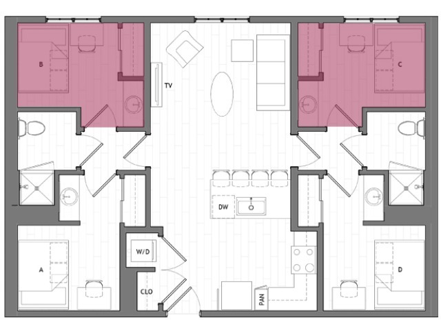 4x2 Standard - HERE Reno Student Apartments