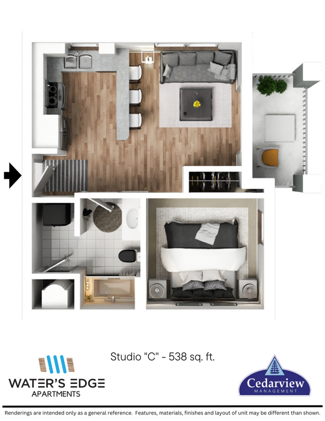 Floorplan - Waters Edge Apartments Bloomington