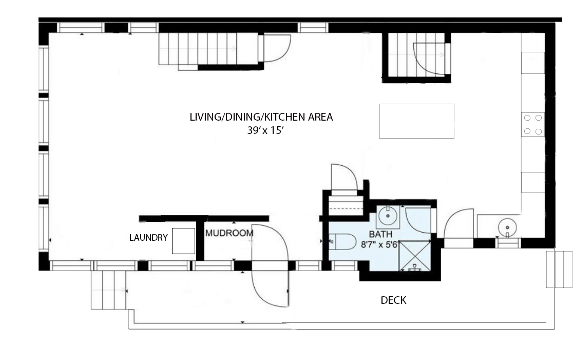 First floor, open floor plan and laundry - 17 S Pine St