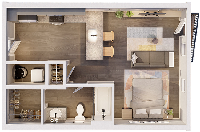 0A Studio Floorplan - 444 SF - South Bank at Quarry Trails