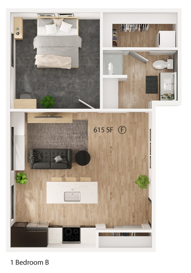 1 Bedroom B - Michigan Place Apartments