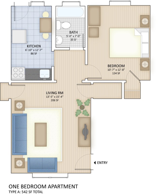 1BR/1BA - Fieldview Apartments
