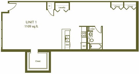 1 Bedroom / 1 Bath / 1109 Sq.Ft. - Eleventh Street Lofts