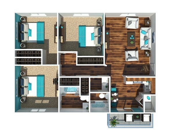 Three Bedroom Two Bathroom - Veranda at the Ridge