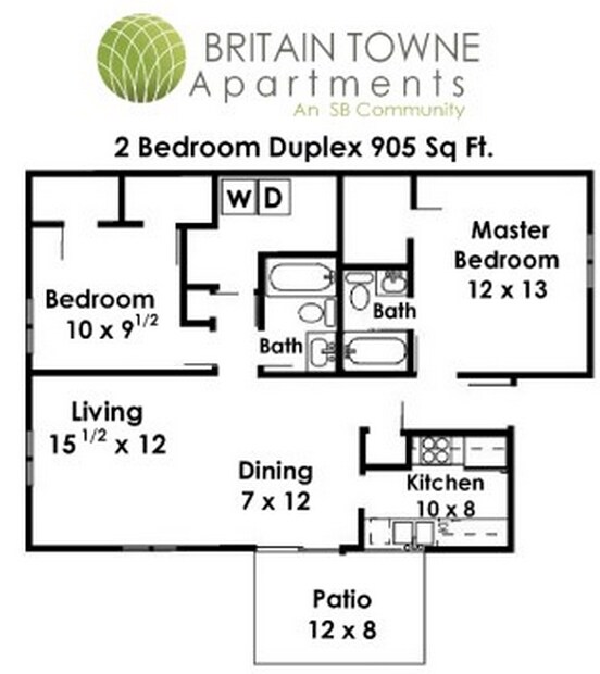 2BR/2BA Duplex - Britain Towne