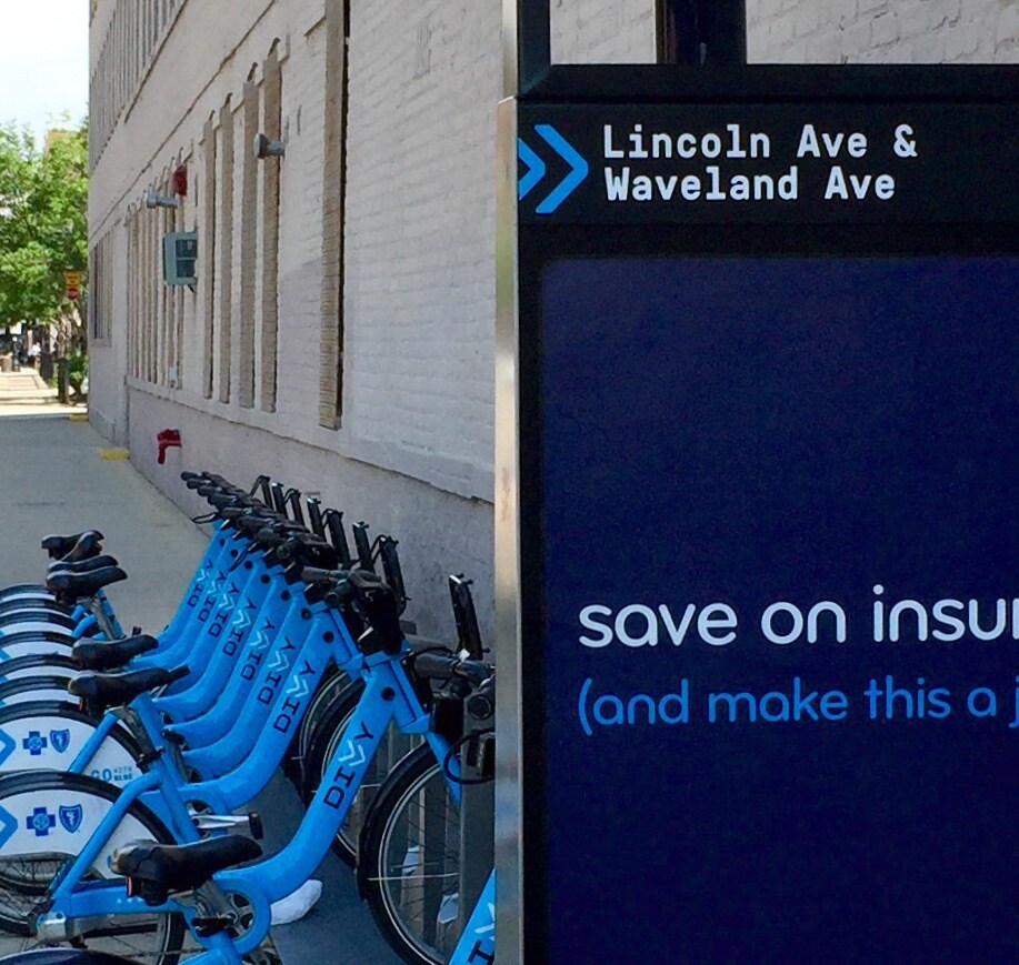 Divvy bike station on corner - 1843 W Waveland Ave