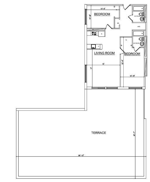 2BR/2BA - Ocean Blue