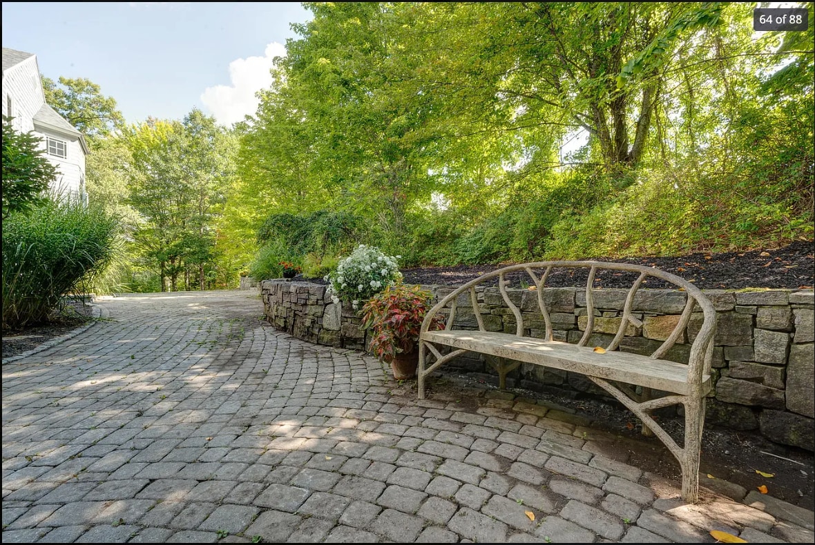 A bench near the herb bed and compost - 1 Overlook Dr