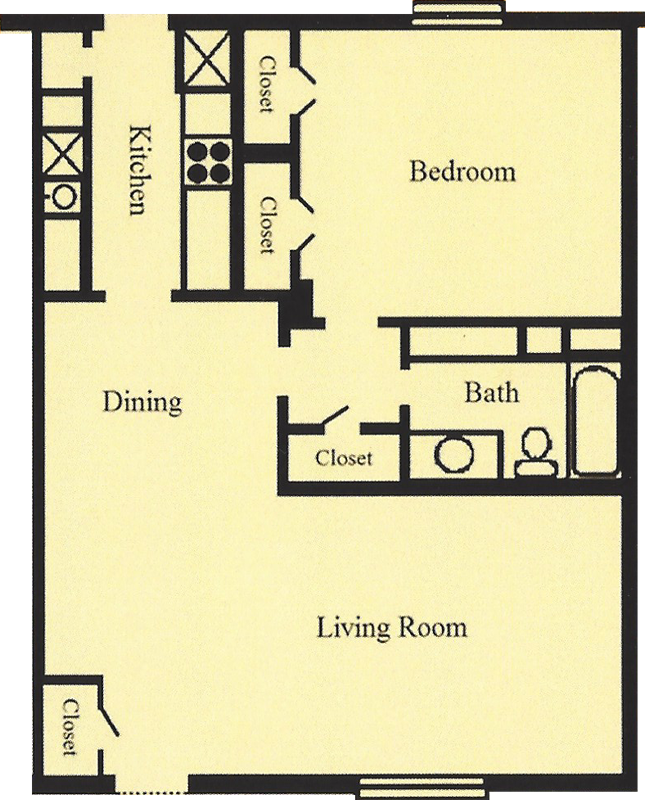 A1 - 1 Bed, 1 Bath, 835 sqft - The Ridgmar Oaks Apartments