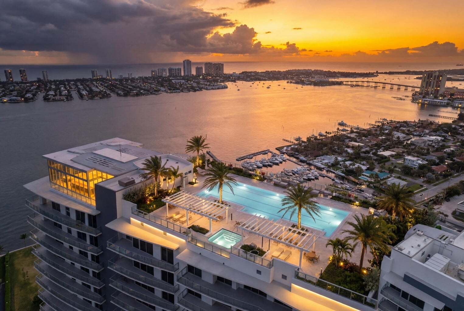 Roof top pool at night - 220 Lake Shore Dr