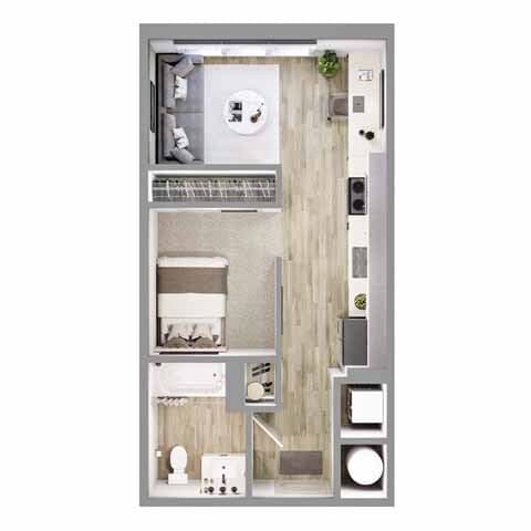 S2-M1 Studio Floorplan - Peer on 7th Student Living