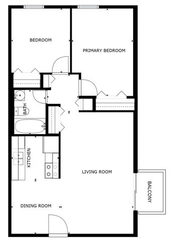 2 Bedroom, 1 Bathroom with Balcony - Maple Park Apartments