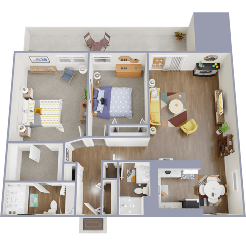 Two bedroom, two bath, 951 square feet - Park Bonfoy