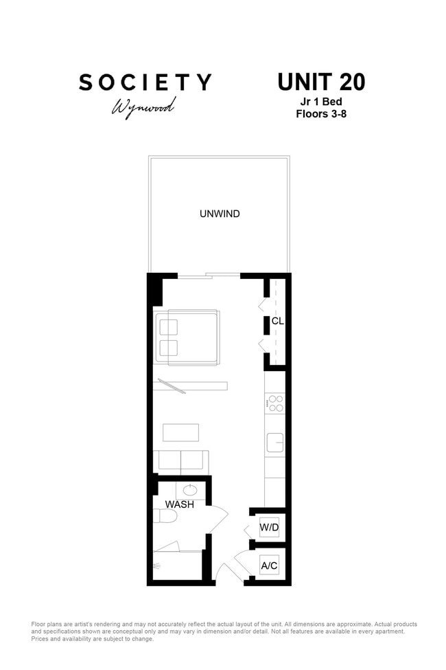 Jr 1 Bed - Unit 20 - Fl 3-8 - Society Wynwood