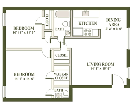 2BR/1.5BA - New Hampton Commons Apartments