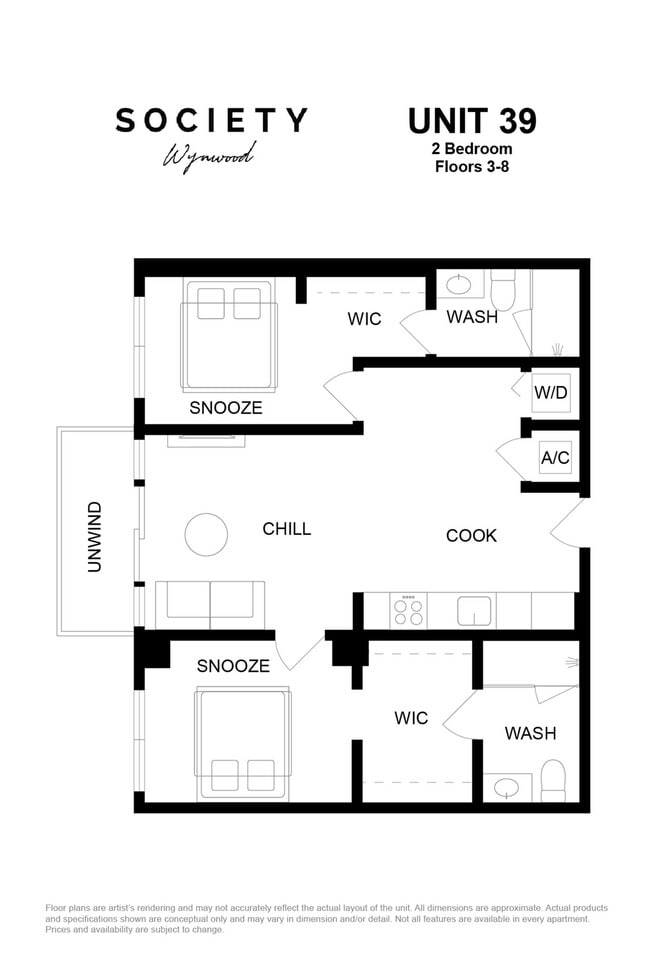 2 Bed - Unit 39 - Fl 3-8 - Society Wynwood