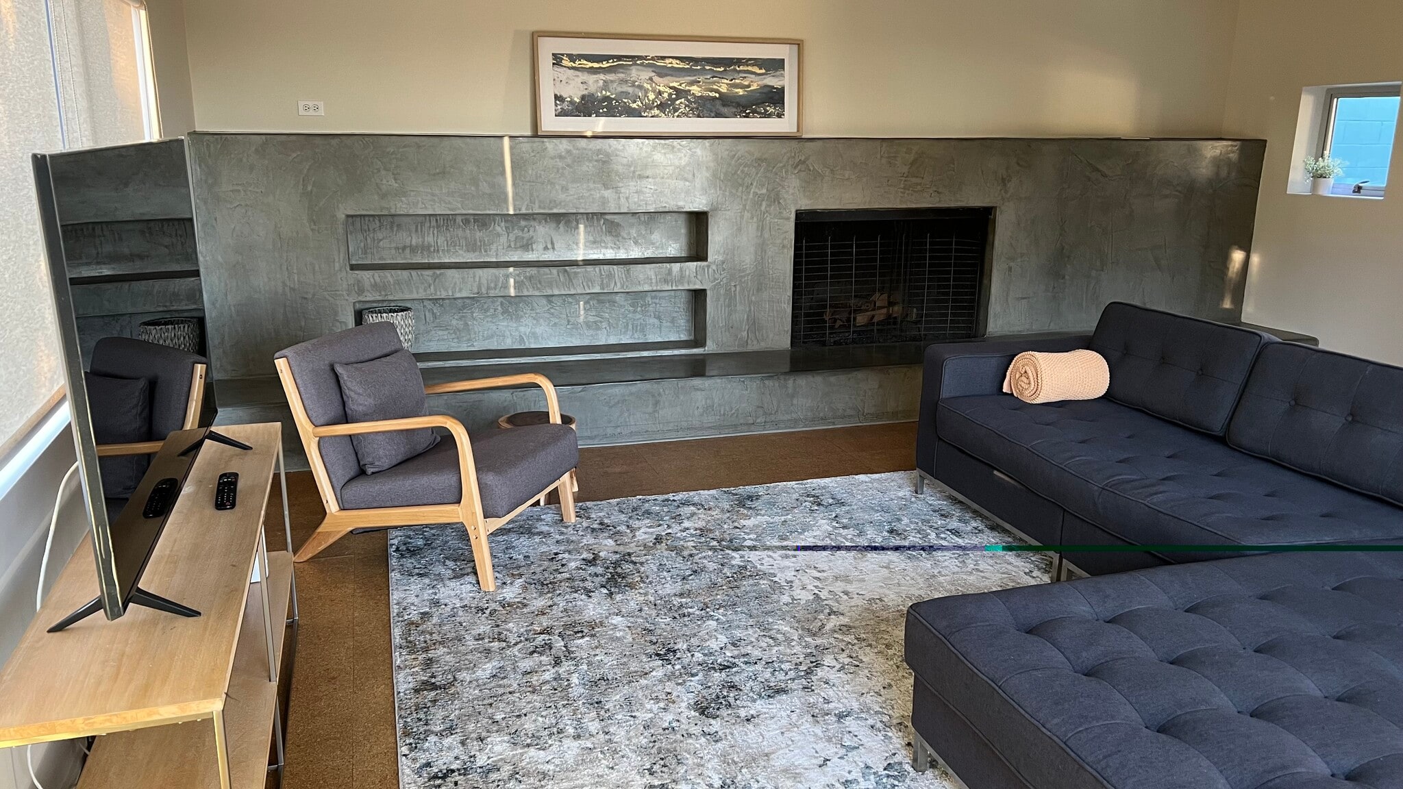 Venetian plaster fireplace surround - 4608 Nob Hill Dr