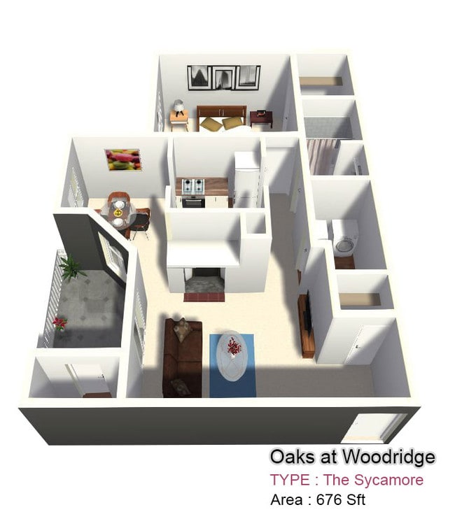 1BR/1BA - Oaks at Woodridge