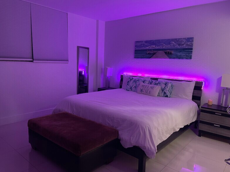 Bedroom with LED lighting - 4001 S Ocean Dr