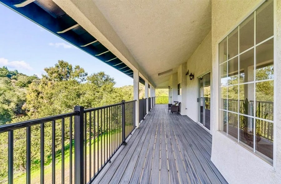 Covered wrap around porch looking out to oak studded hills. - 221 Appy Way